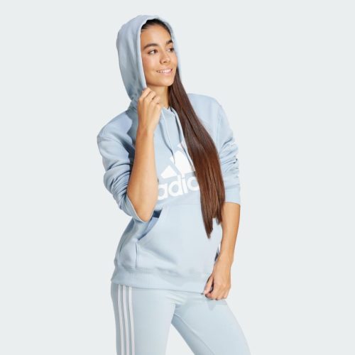 Essentials Big Logo Regular Fleece Hoodie Blue IR9329 25 model