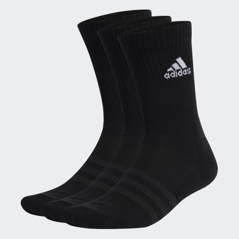 adidas cushioned crew 3 pairs black socks 560323