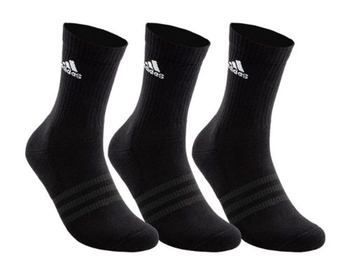 adidas unisex cushioned crew 3 pairs black socks 699123