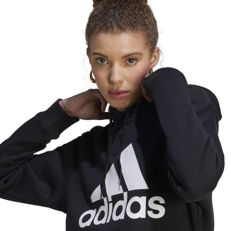 adidas womens big logo fleece hood black 829688