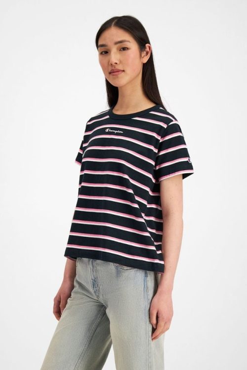 champion womens script boxy striped tee 541365