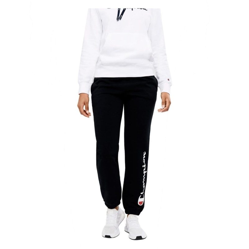 champion womens script high waisted black trackpants 151134