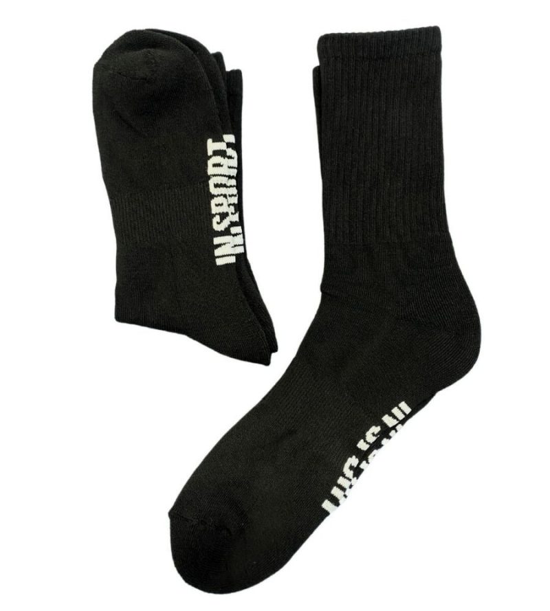 insport mens 2 pair crew black socks 8 12 503006