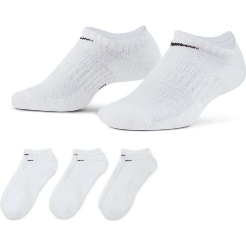 nike everyday cushioned training white no show socks 3 pairs 768046