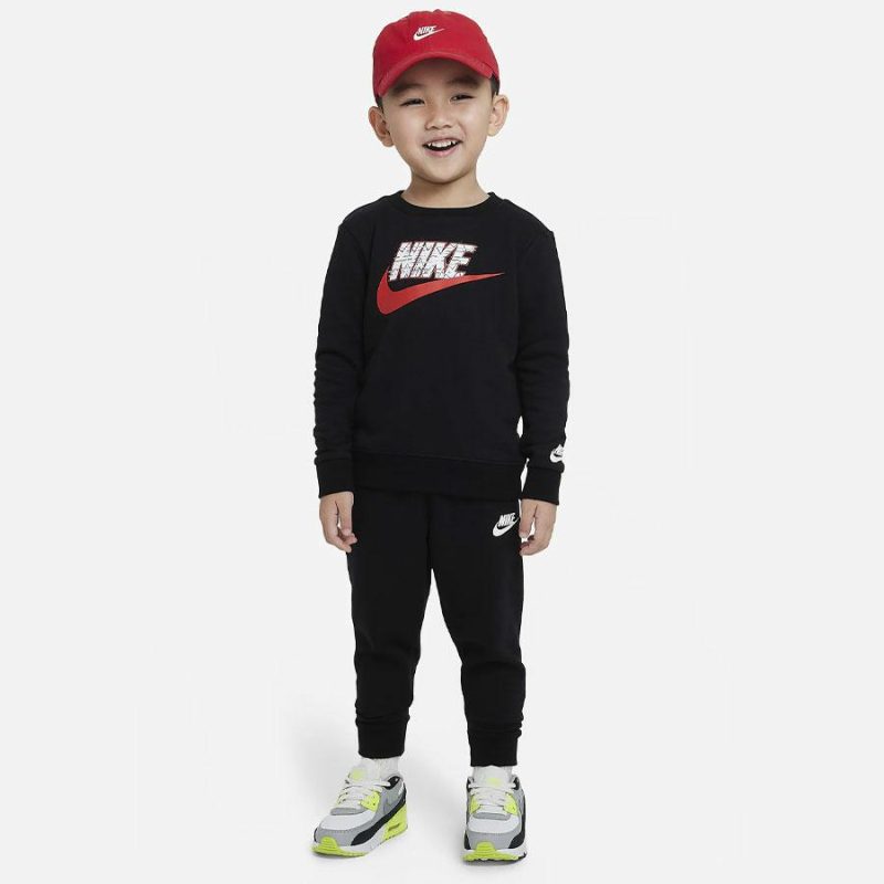 nike junior bereal black crew sweatshirt trackpants 2 set 139685