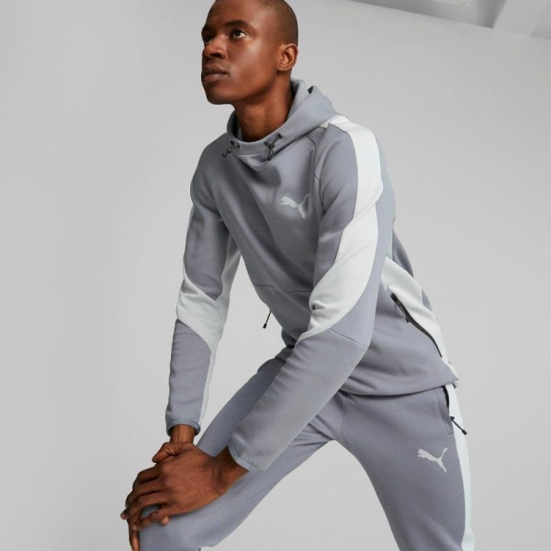 puma mens evostripe grey hoodie 284824